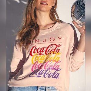 Wildfox Gossamer Pink Enjoy Coca-Cola Raglan-Sleeve Sweatshirt NWT